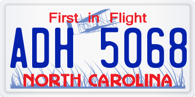 NC license plate ADH5068