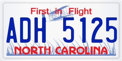 NC license plate ADH5125