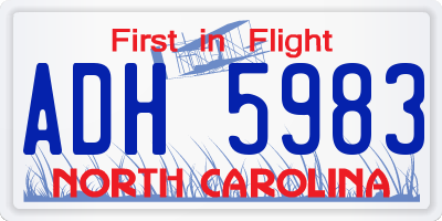 NC license plate ADH5983