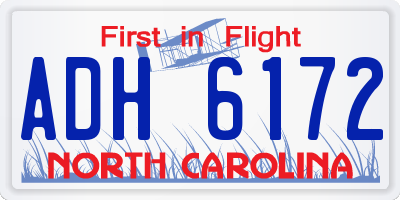 NC license plate ADH6172