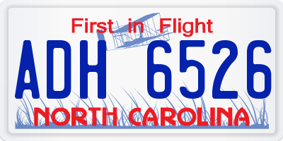 NC license plate ADH6526