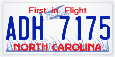 NC license plate ADH7175