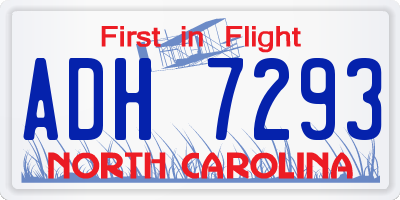 NC license plate ADH7293