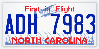 NC license plate ADH7983