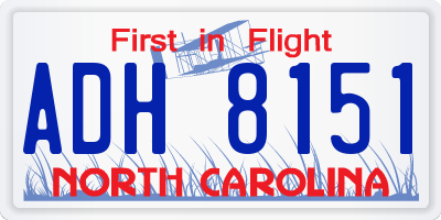 NC license plate ADH8151