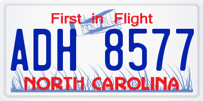 NC license plate ADH8577