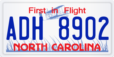 NC license plate ADH8902