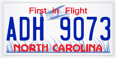 NC license plate ADH9073