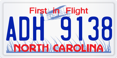 NC license plate ADH9138