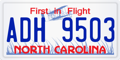 NC license plate ADH9503