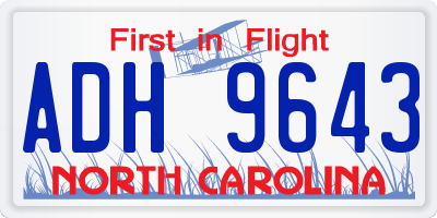 NC license plate ADH9643