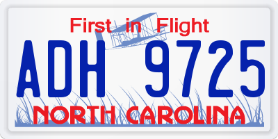 NC license plate ADH9725