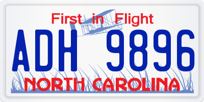 NC license plate ADH9896