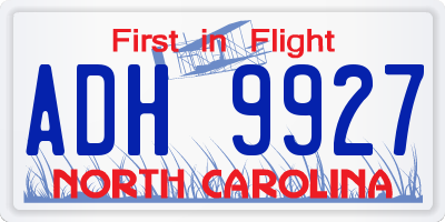 NC license plate ADH9927