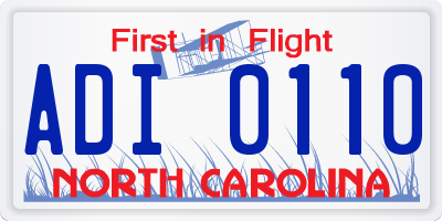 NC license plate ADI0110