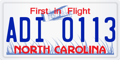 NC license plate ADI0113