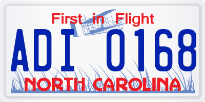 NC license plate ADI0168