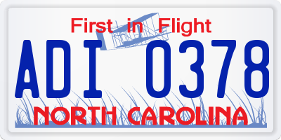 NC license plate ADI0378