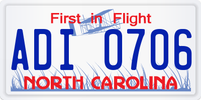 NC license plate ADI0706
