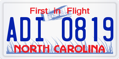 NC license plate ADI0819