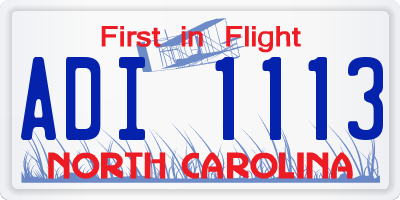 NC license plate ADI1113