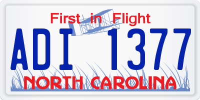 NC license plate ADI1377