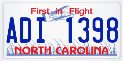 NC license plate ADI1398