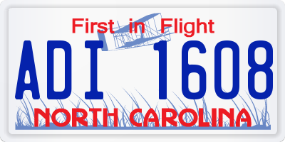 NC license plate ADI1608