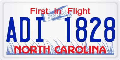 NC license plate ADI1828
