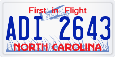 NC license plate ADI2643