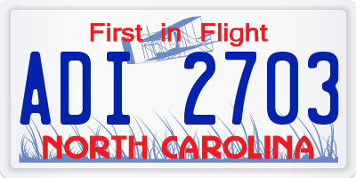 NC license plate ADI2703