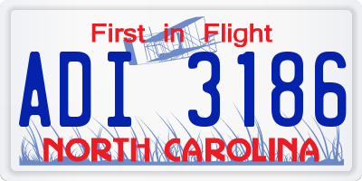 NC license plate ADI3186
