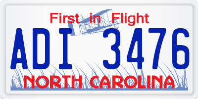 NC license plate ADI3476