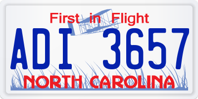 NC license plate ADI3657