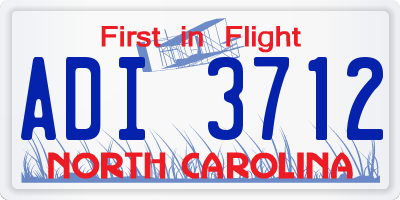 NC license plate ADI3712