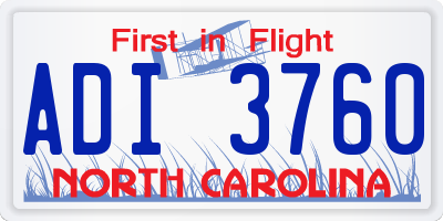 NC license plate ADI3760