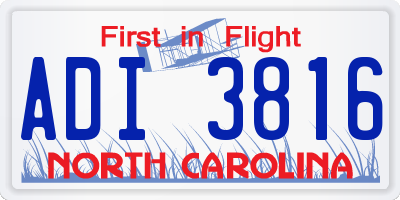 NC license plate ADI3816
