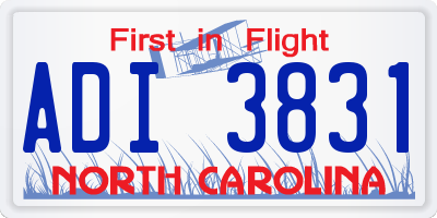 NC license plate ADI3831