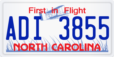NC license plate ADI3855