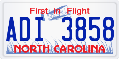 NC license plate ADI3858