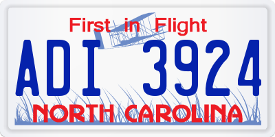 NC license plate ADI3924