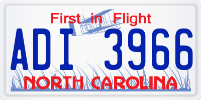 NC license plate ADI3966
