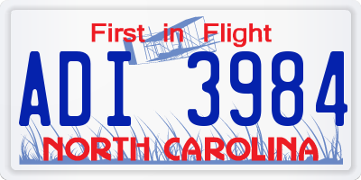 NC license plate ADI3984