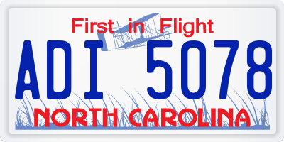 NC license plate ADI5078