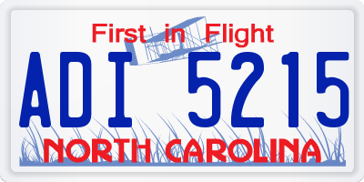 NC license plate ADI5215