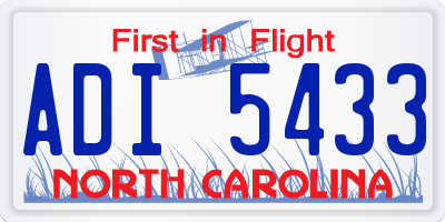 NC license plate ADI5433