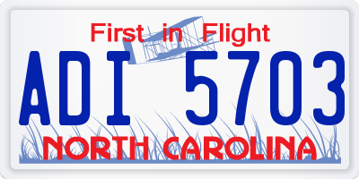 NC license plate ADI5703
