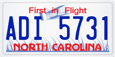NC license plate ADI5731
