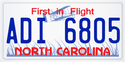 NC license plate ADI6805