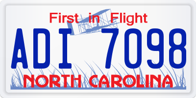 NC license plate ADI7098